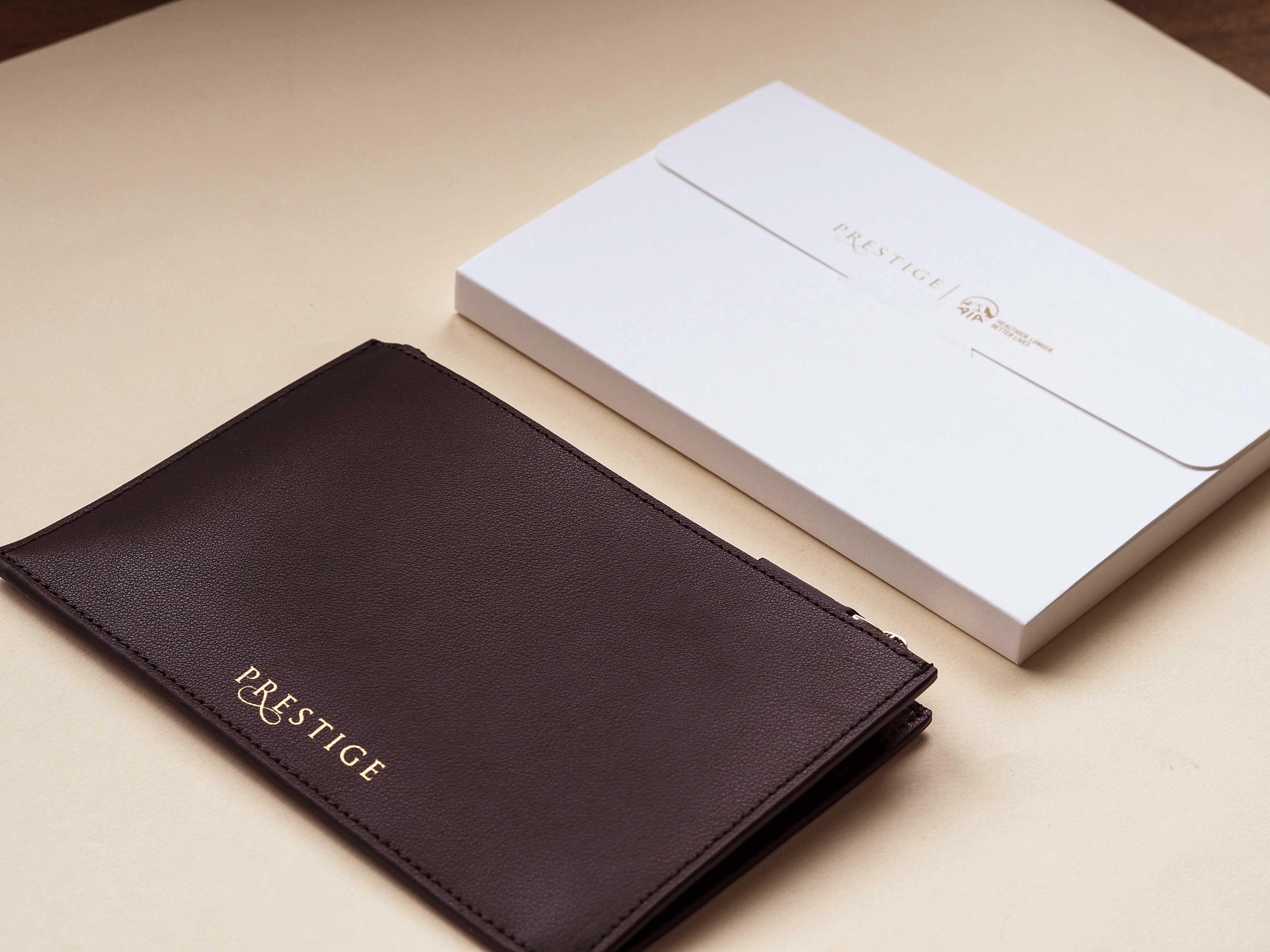 AIA Prestige Leather Zip Pouch - Rever customised corporate gifts