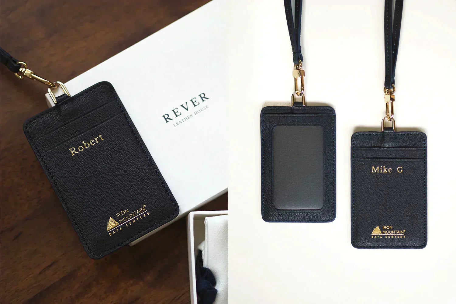 Iron Mountain leather lanyards - Rever customised corporate gifts