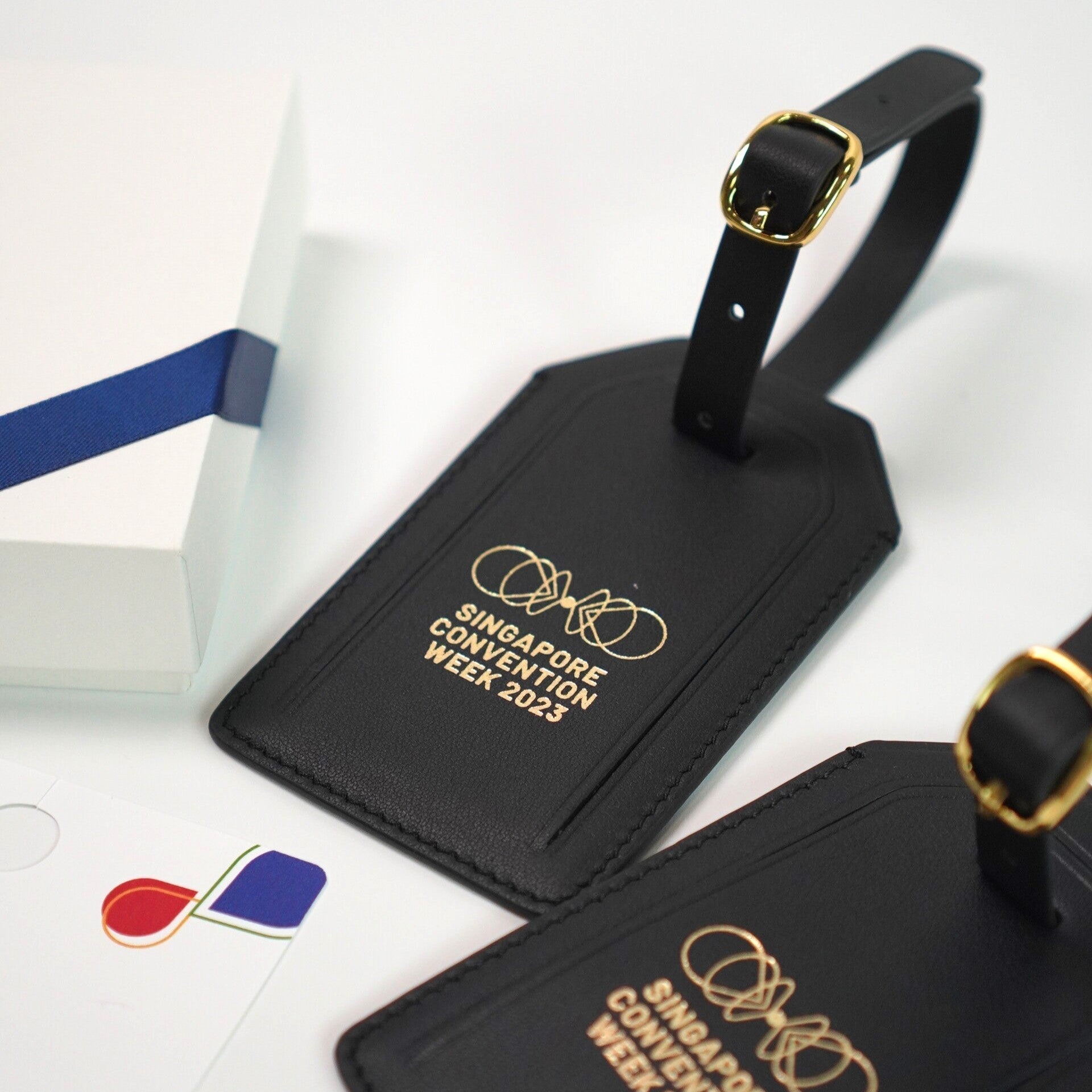 SCW leather luggage tags - Rever customised corporate gifts