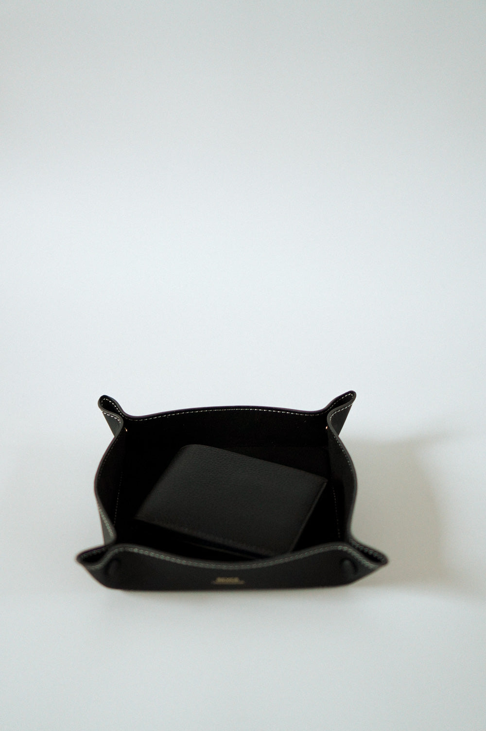 Stater Bifold Wallet in Black & Alfred Large Valet Tray in Truffle Personalised Gifts Singapore