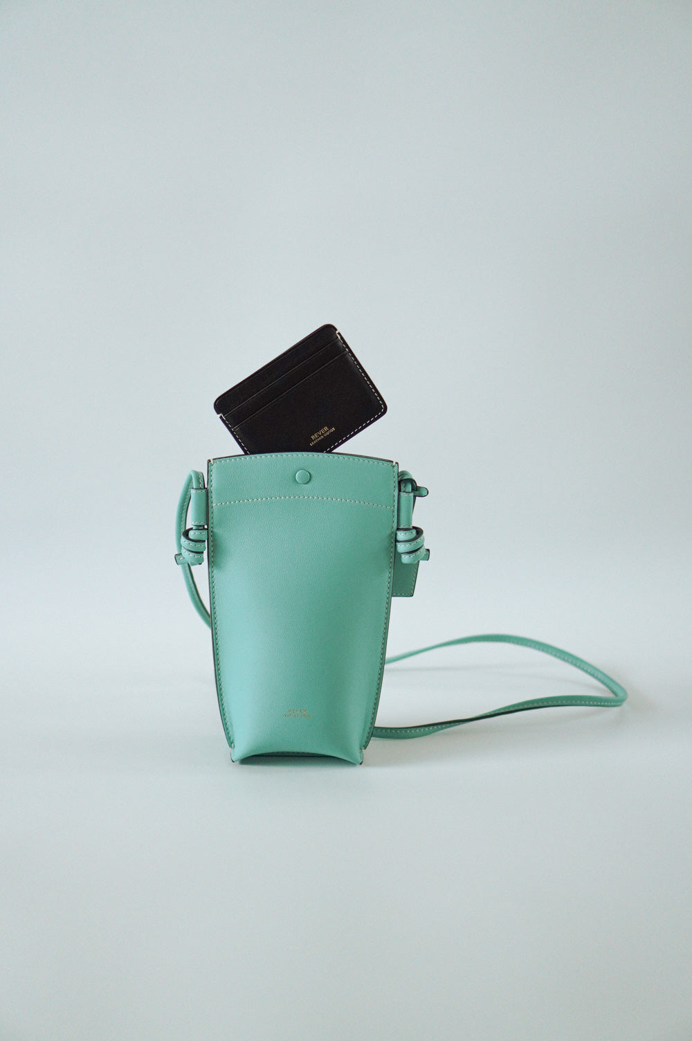 Rubin Phone Bag in Mint & Biggins Slim Card Holder in Truffle Personalised Gifts Singapore