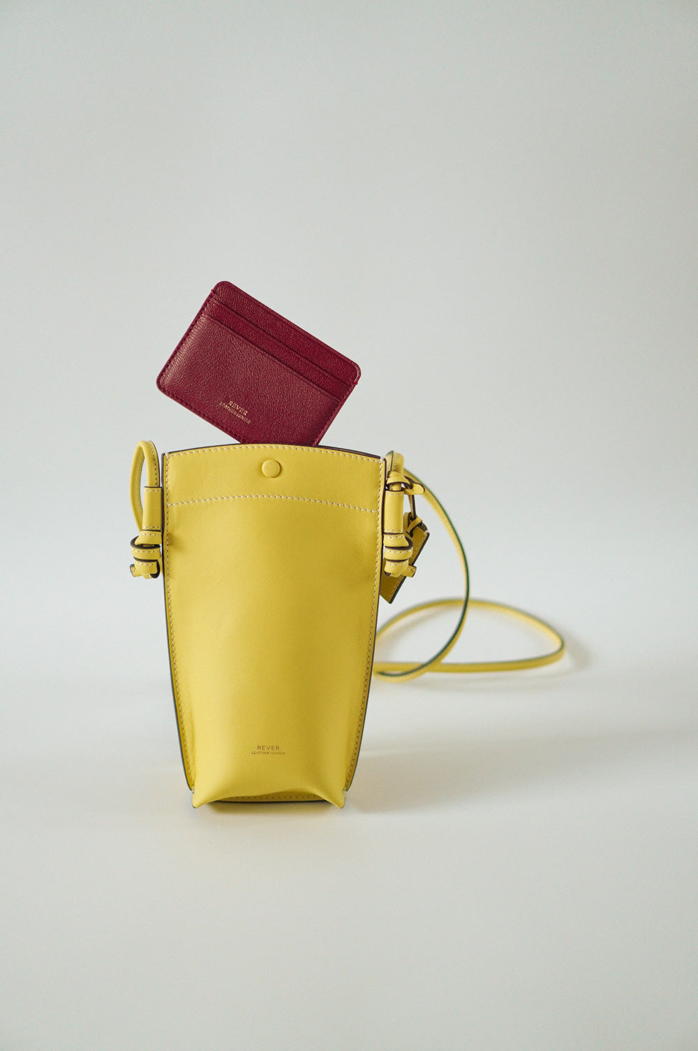 Rubin Phone Bag in Lemon & Biggins Slim Card Holder in Red Personalised Gifts Singapore