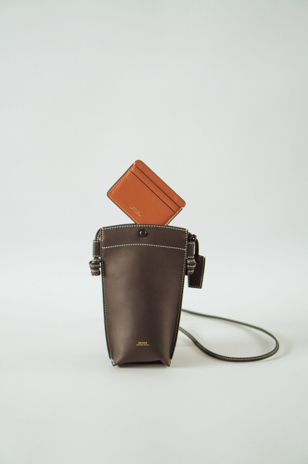 Rubin Phone Bag in Coffee & Biggins Slim Card Holder in Maple Personalised Gifts Singapore