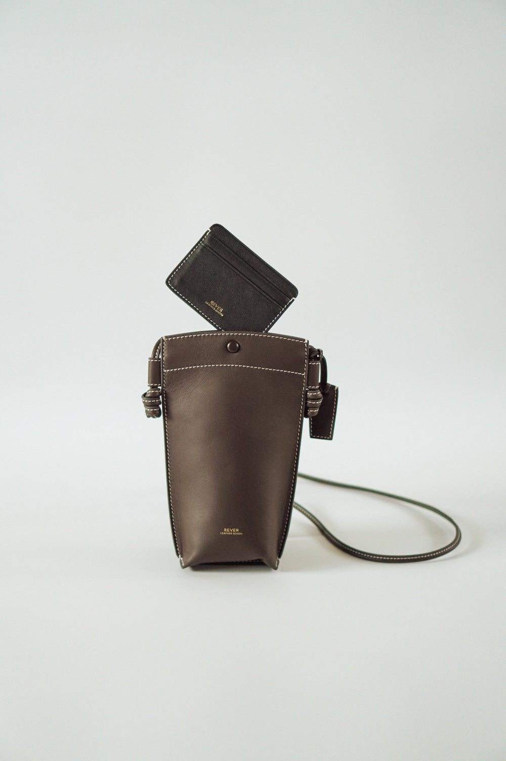 Rubin Phone Bag in Coffee & Biggins Slim Card Holder in Truffle Customised Gifts Singapore