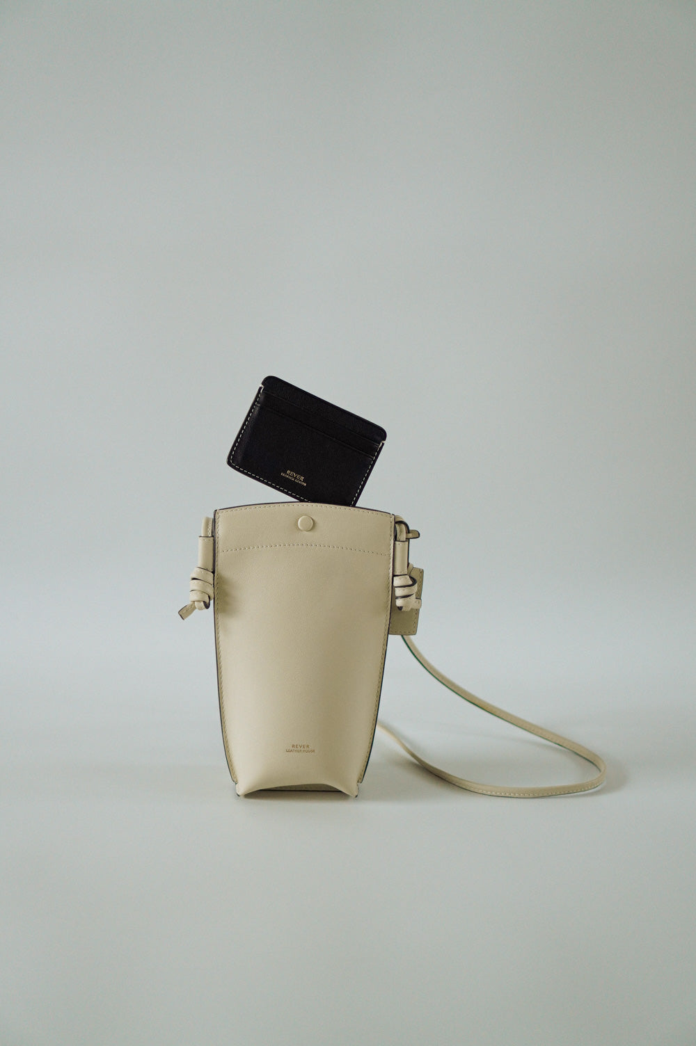 Rubin Phone Bag in Milk & Biggins Slim Card Holder in Truffle Customised Gifts Singapore