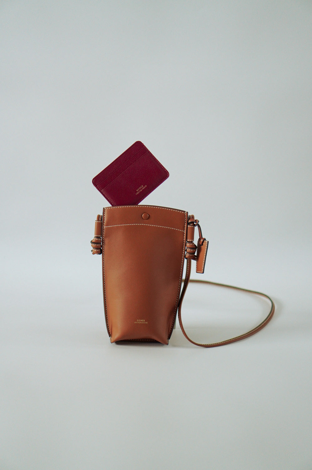 Rubin Phone Bag in Maple & Biggins Slim Card Holder in Red Personalised Gifts Singapore