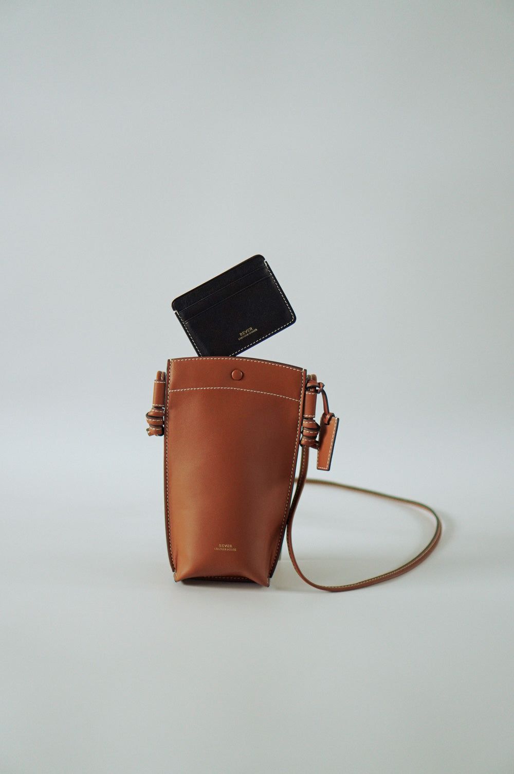 Rubin Phone Bag in Maple & Biggins Slim Card Holder in Truffle Personalised Gifts Singapore
