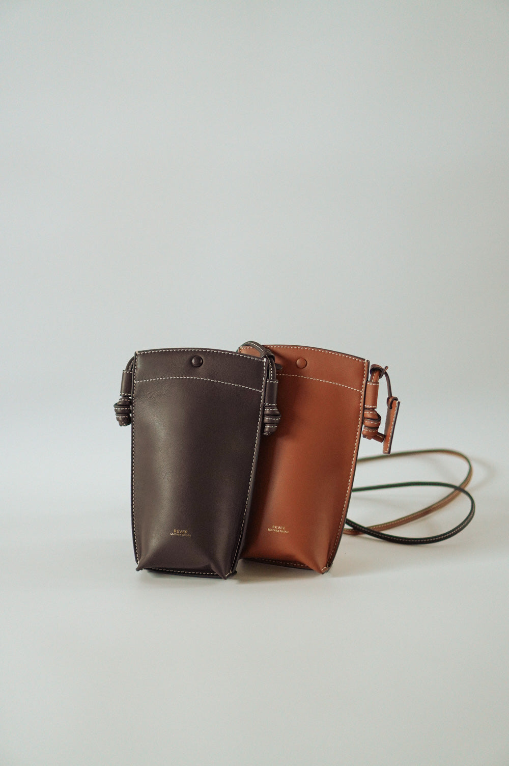 Rubin Phone Sling Bag Duo Set in Coffee and Maple, personalised gifts Singapore, customised crossbody bag, leather phone bag for women, perfect for carrying cards, cash, and small essentials.