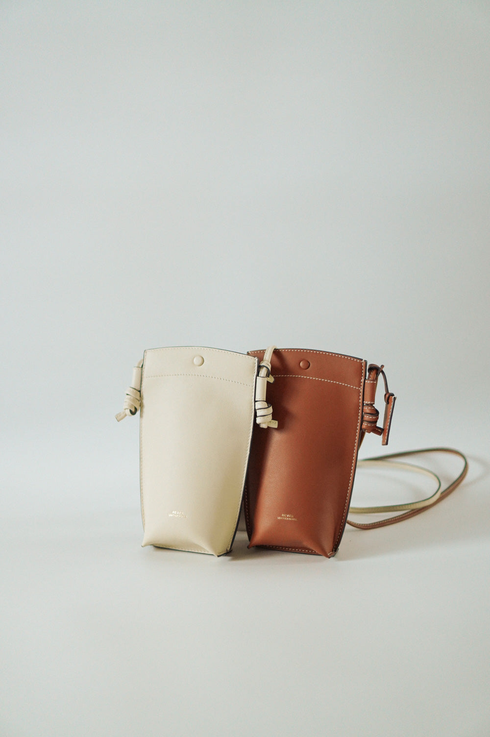 Rubin Phone Sling Bag Duo Set in Maple and Milk, personalised gifts Singapore, customised leather crossbody bag for women, ideal for carrying phone, cards, cash, and small essentials.