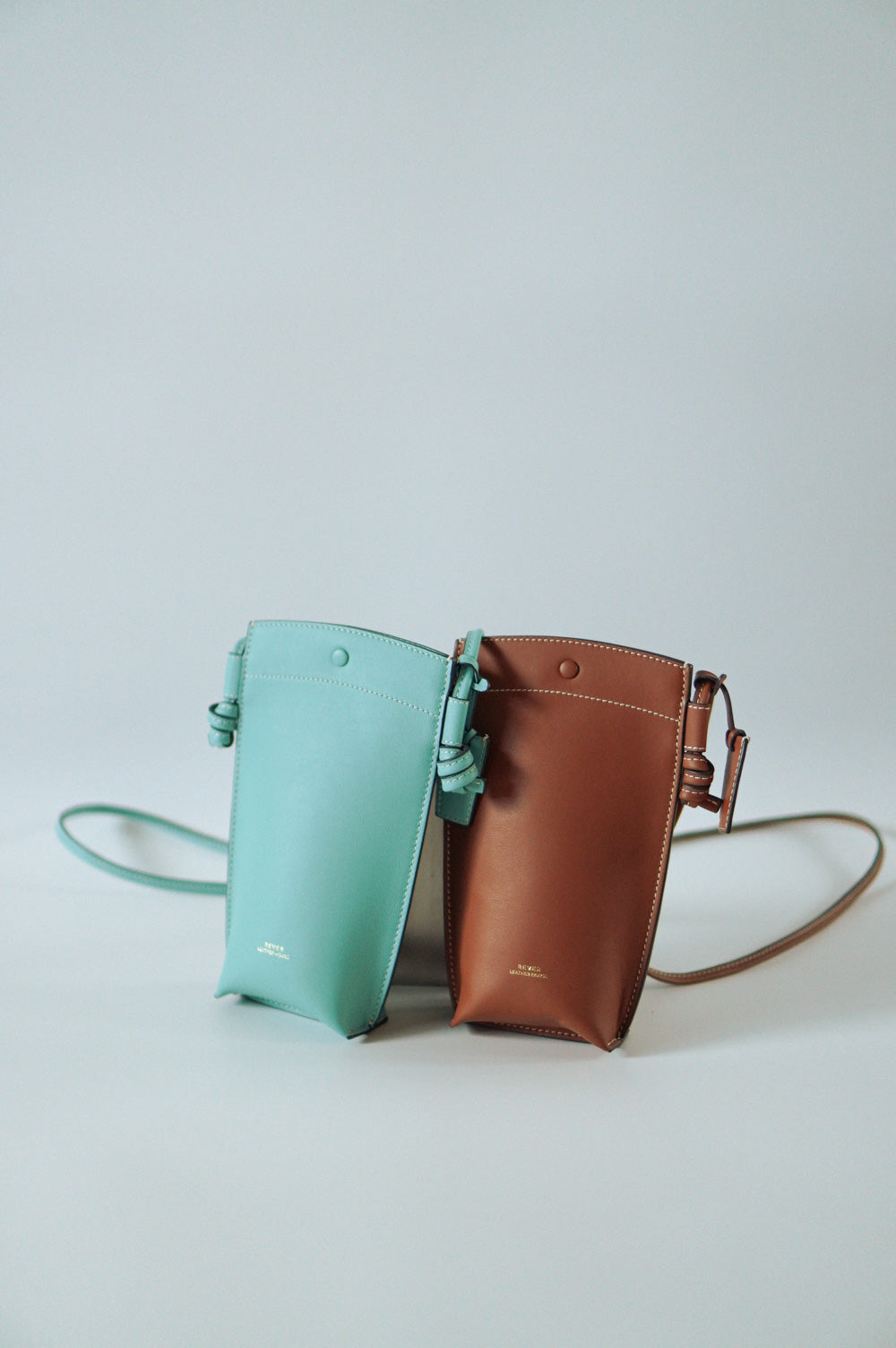 Rubin Phone Sling Bag Duo Set in Maple and Mint, personalised gifts Singapore, customised leather crossbody bag for women, ideal for carrying phone, cards, cash, and small essentials.