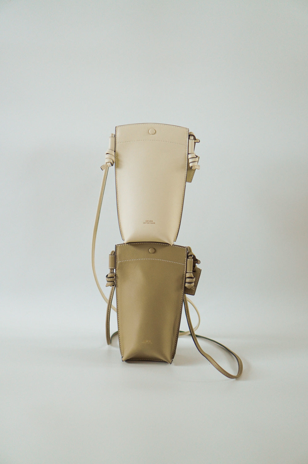 Rubin Phone Sling Bag Duo Set in Biscuit, personalised gifts Singapore, customised crossbody bag, leather phone bag for women, ideal for carrying cards, cash, and small essentials.