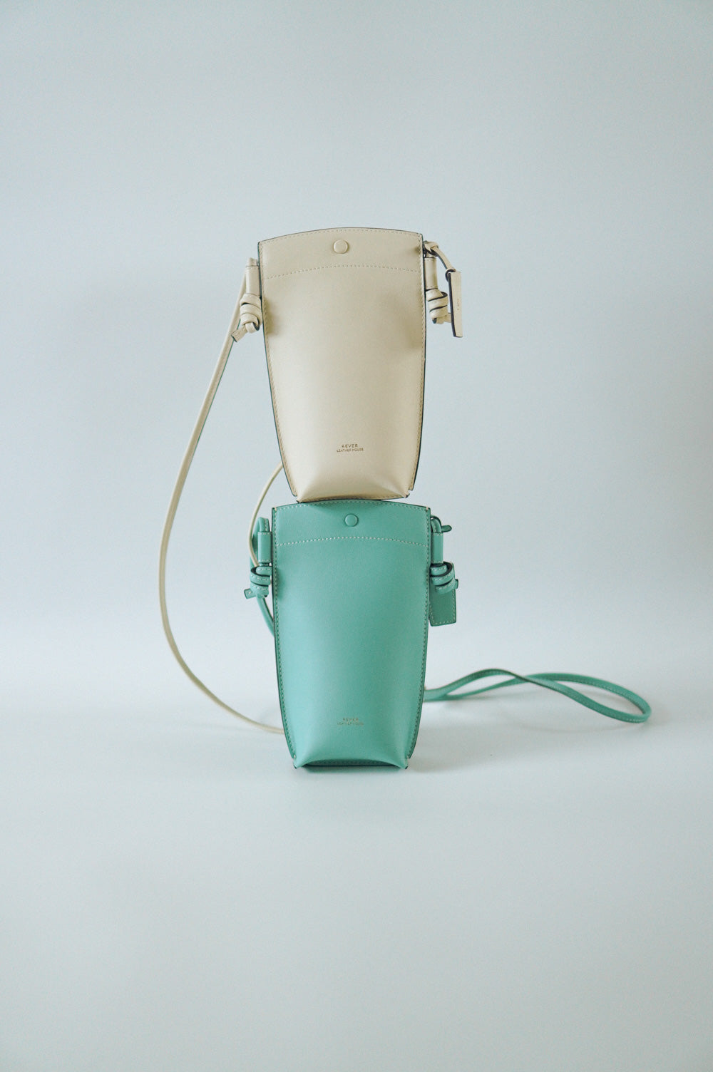 Rubin Phone Crossbody Bag Duo Set in Mint and Milk, personalised gifts Singapore, customised crossbody bag, leather phone bag for women, perfect for carrying cards, cash, and small essentials.