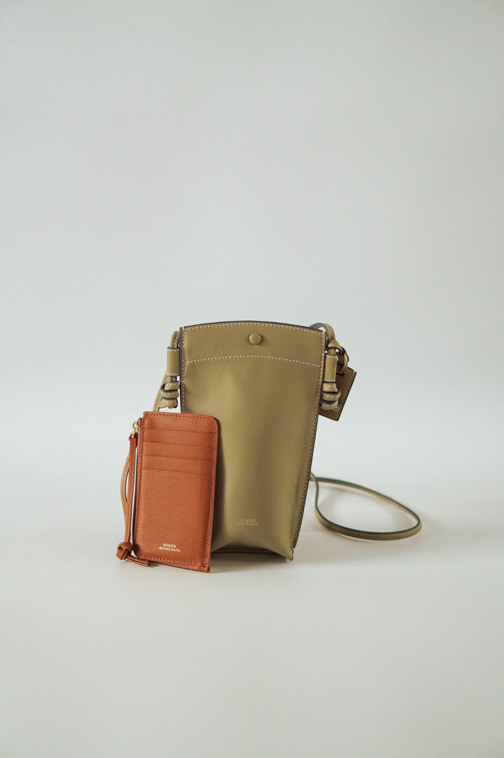 Rubin Phone Bag in Biscuit & Eloise Zip Wallet in Gold Customised Gifts Singapore