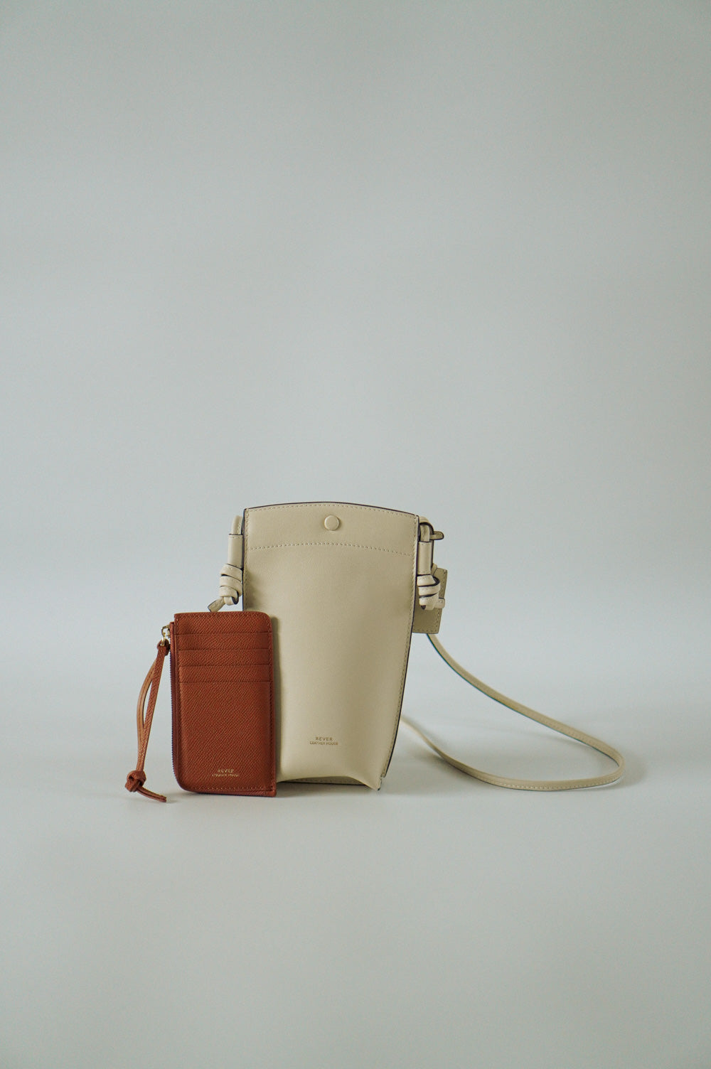 Rubin Phone Bag in Milk & Eloise Zip Wallet in Gold Personalised Gifts Singapore