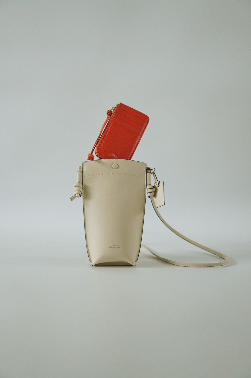 Rubin Phone Bag in Milk & Eloise Zip Wallet in Orange Customised Gifts Singapore