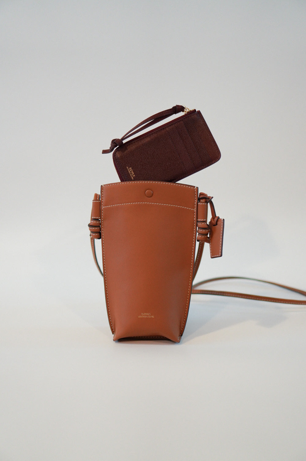 Rubin Phone Bag in Maple & Eloise Zip Wallet in Bordeaux Customised Gifts Singapore