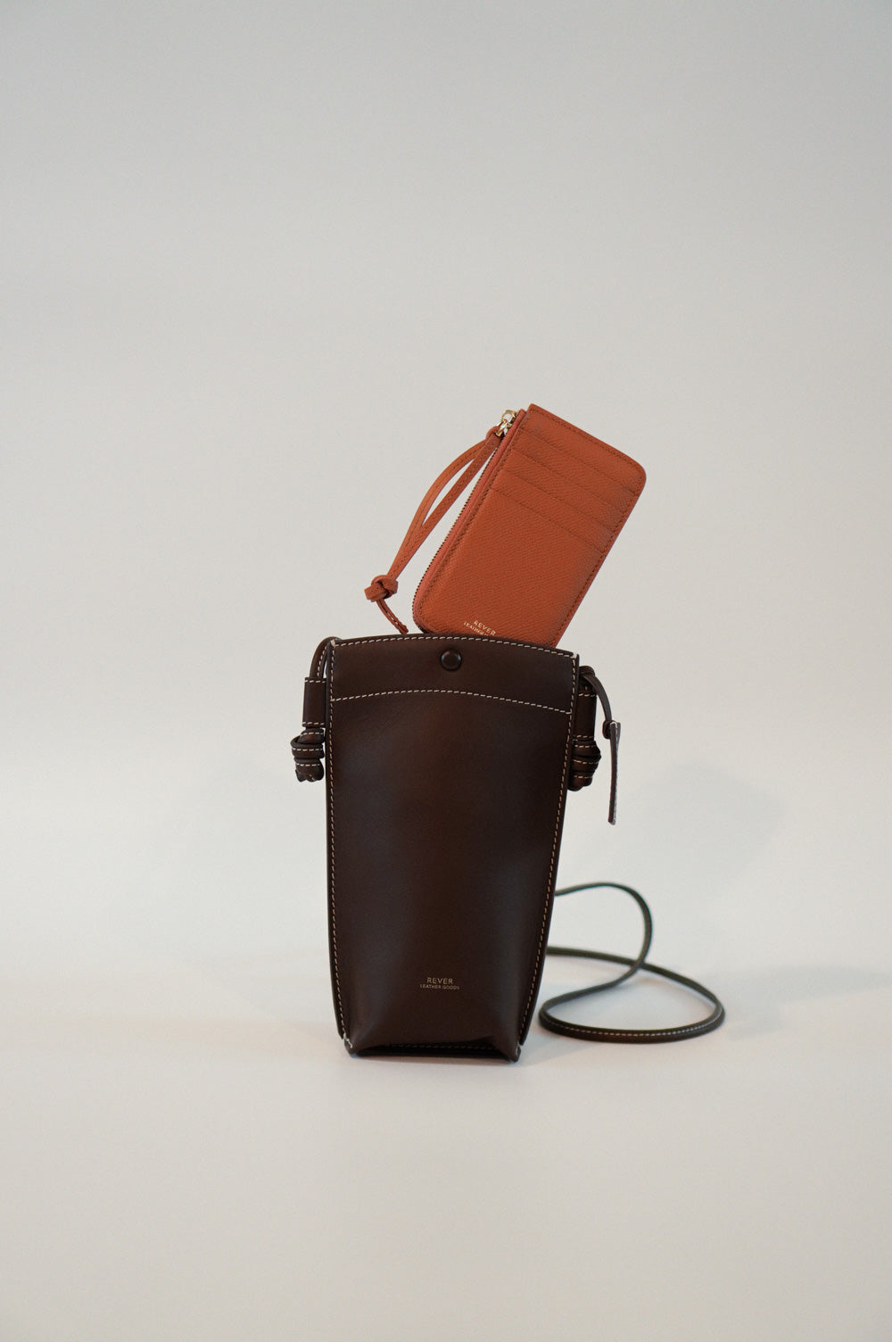 Rubin Phone Bag in Coffee & Eloise Zip Wallet in Gold Customised Gifts Singapore