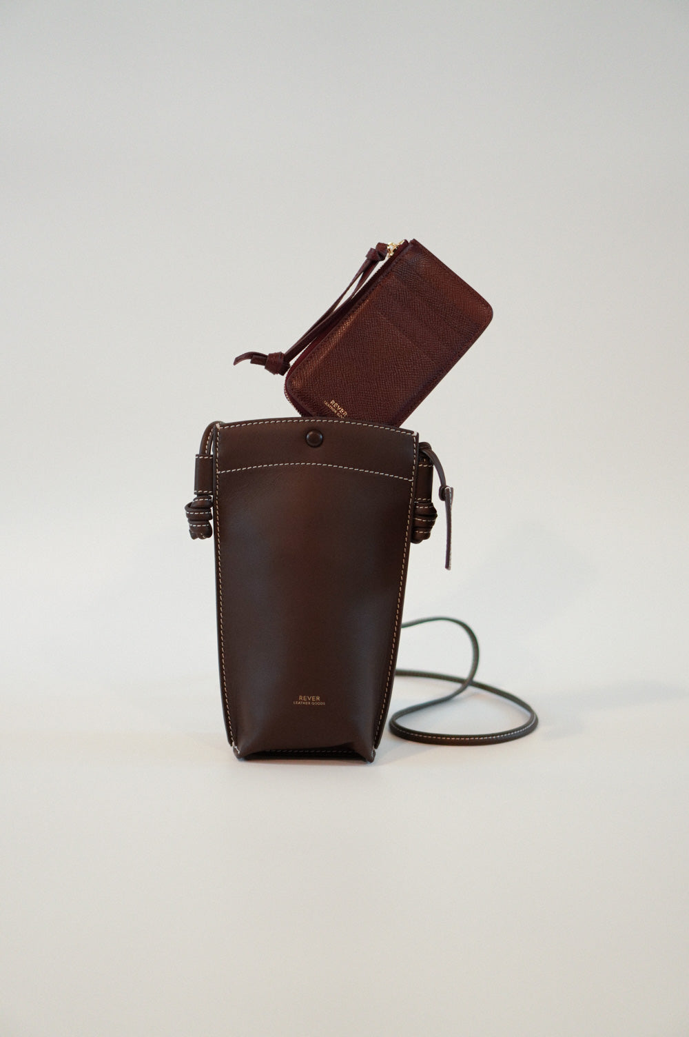 Rubin Phone Bag in Coffee & Eloise Zip Wallet in Bordeaux Customised Gifts Singapore