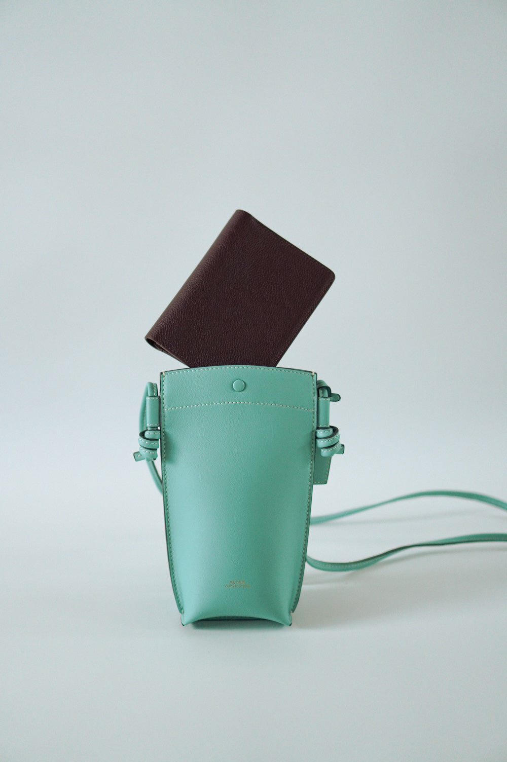 Rubin Phone Bag in Mint & Henry Passport Holder in Burgundy Personalised Gifts Singapore