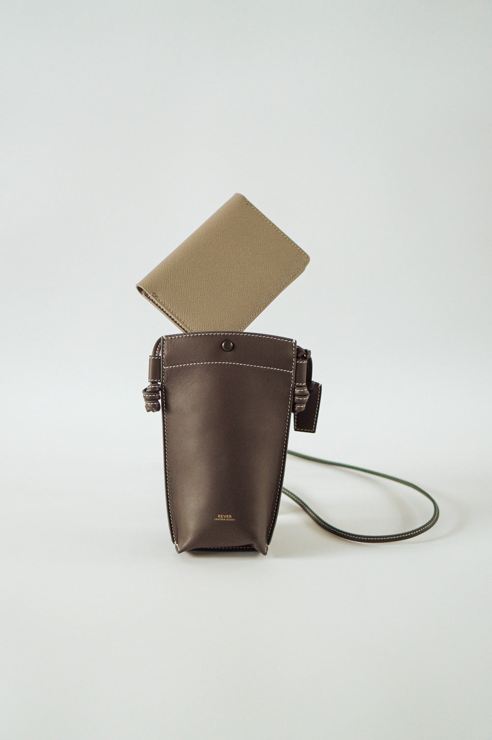 Rubin Phone Bag in Coffee & Henry Passport Holder in Smoke Personalised Gifts Singapore