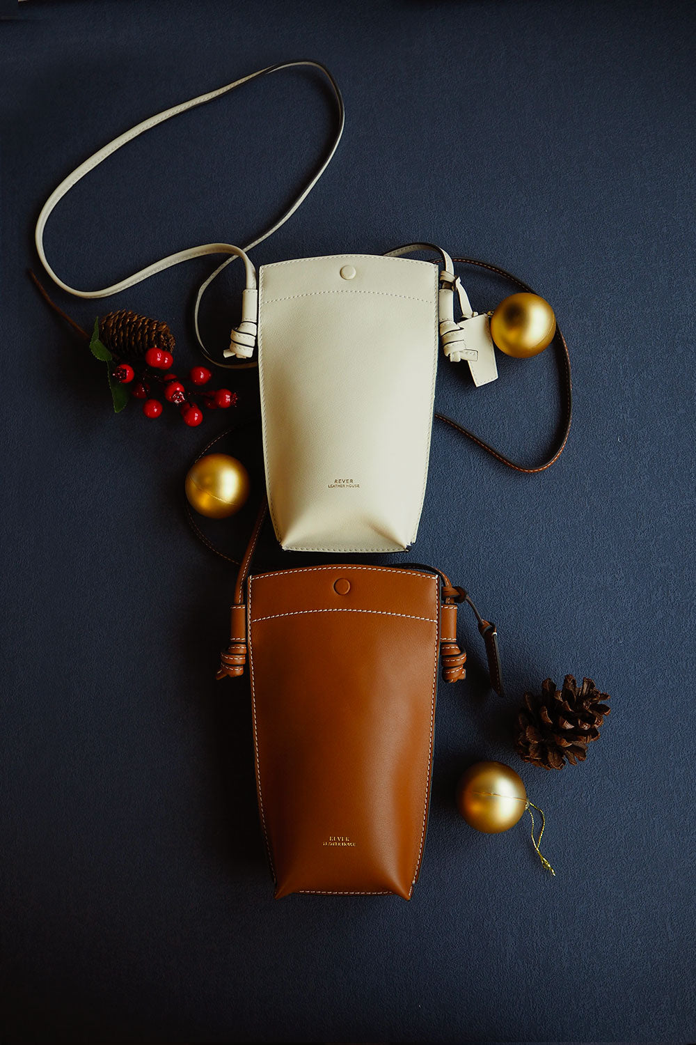 Rubin Phone Crossbody Bag Duo Set in Maple and Milk, personalised gifts Singapore, customised leather crossbody bag for women, perfect for carrying phone, cards, cash, and small essentials.