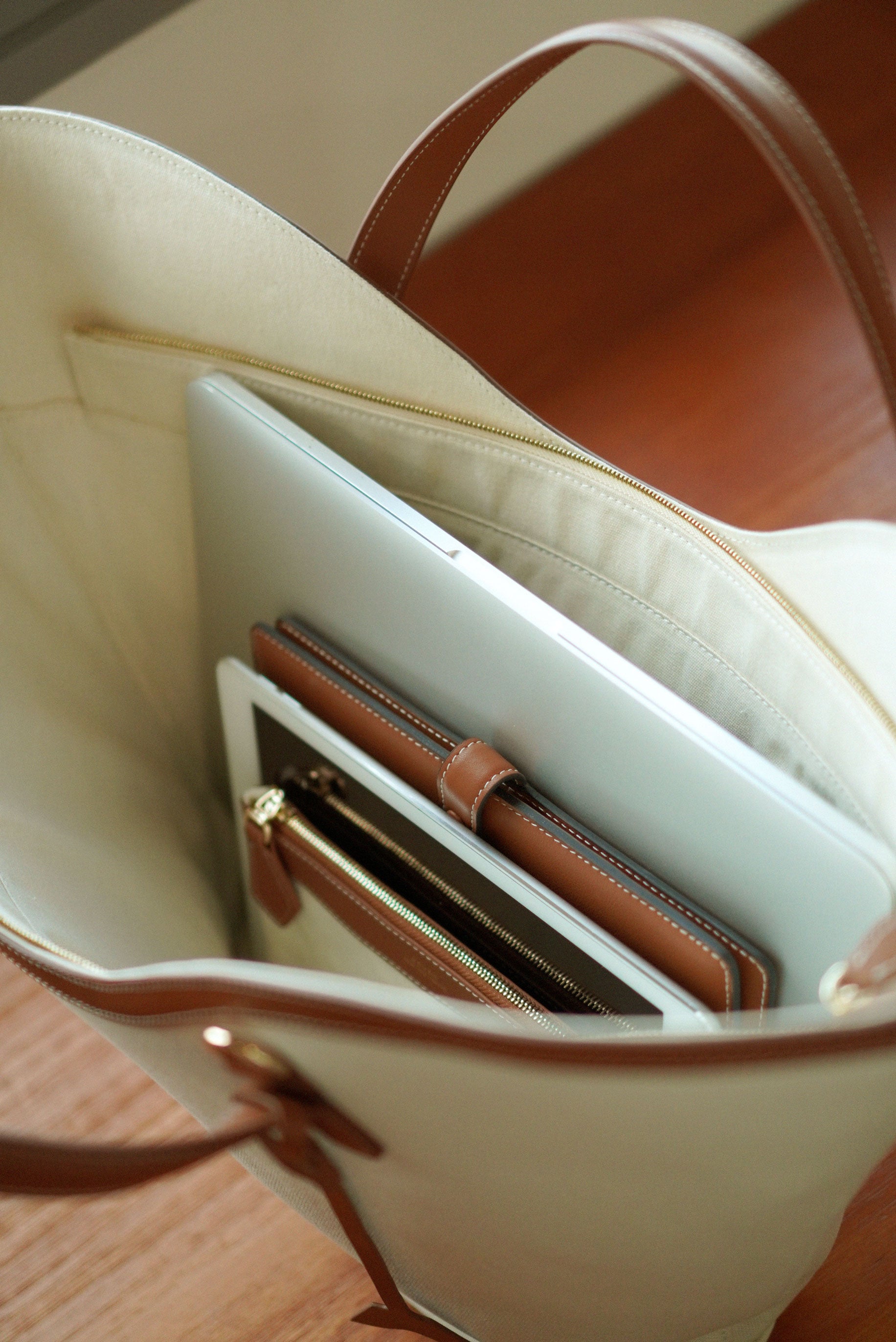 Tulip Canvas Tote Bag in Singapore, open to show interior and capacity for daily essentials