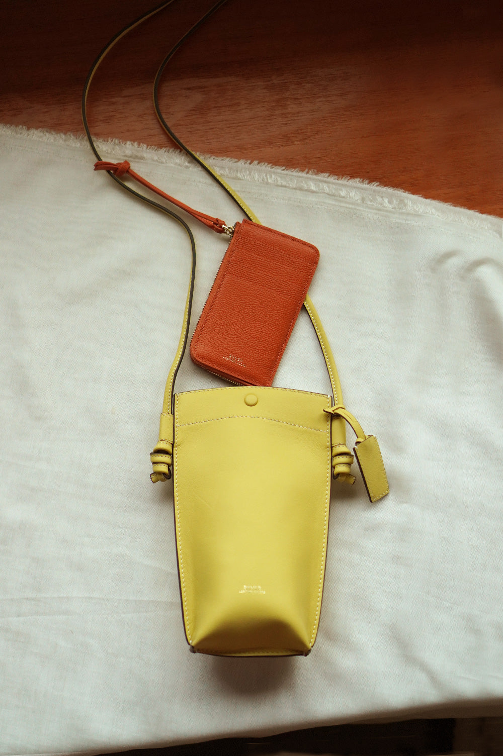 Rubin Phone Bag in Lemon & Eloise Zip Wallet in Orange Customised Gifts Singapore