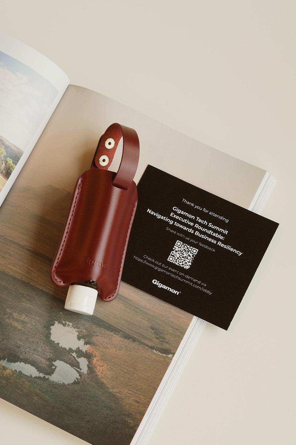 Gigamon Leather Hand Sanitiser Holder - Rever customised corporate gifts