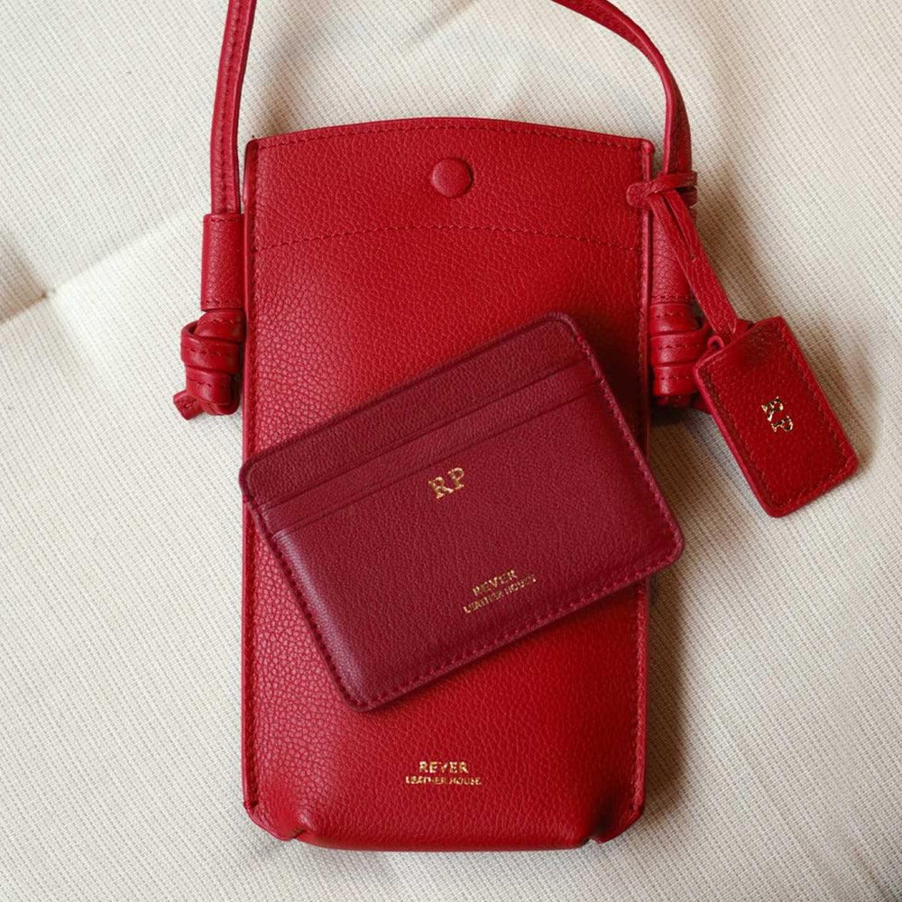 Personalised Gift Set Phone Bag & Card Holder Rever Leather Goods