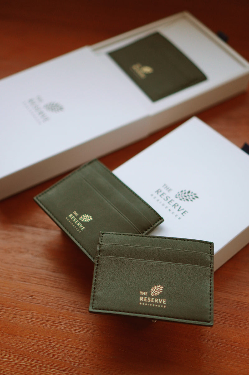 Customised Corporate Gifts: Customised card holder with logo and custom packaging