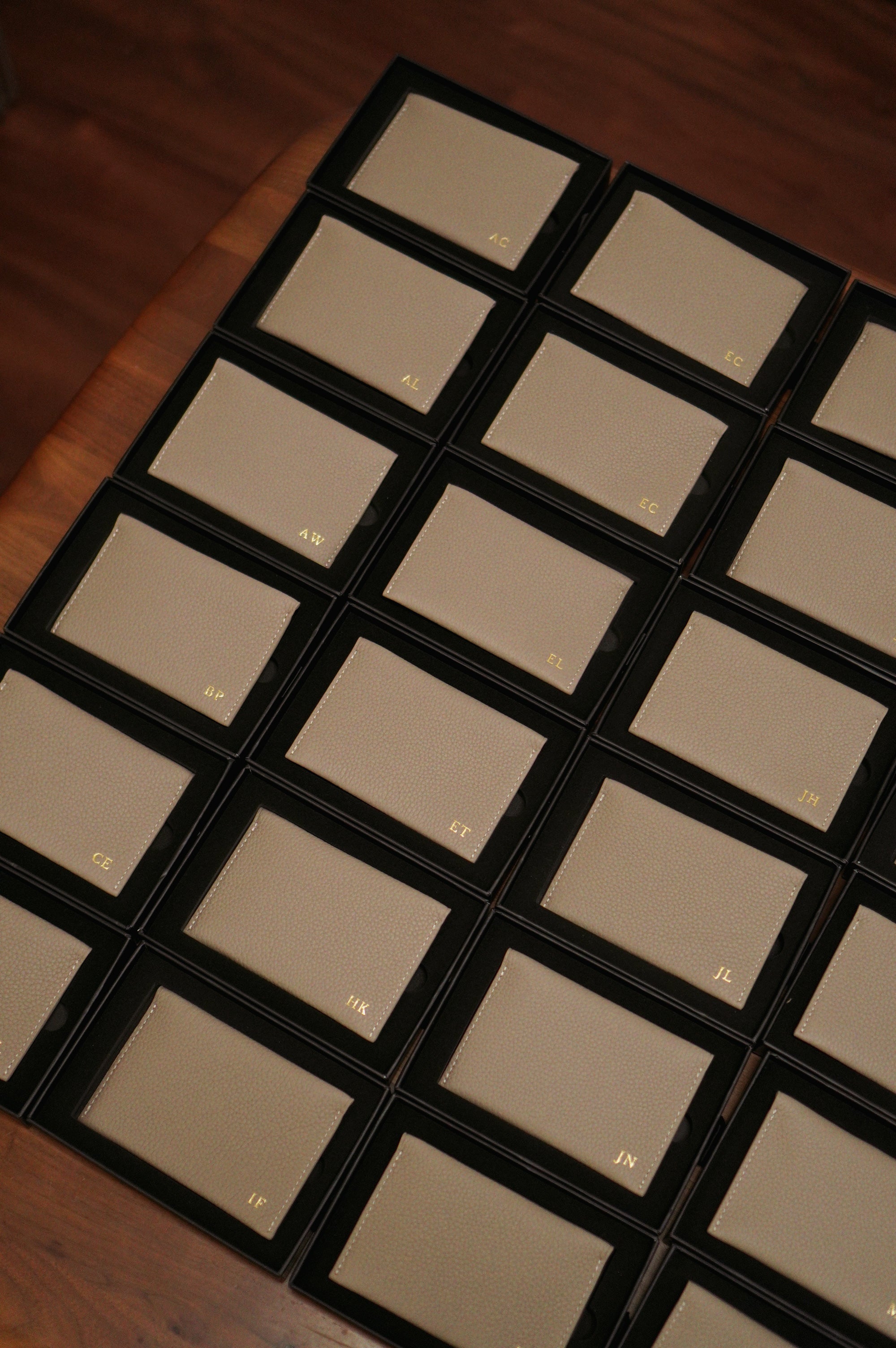 Custom leather corporate gifts with personalised initials by Rever